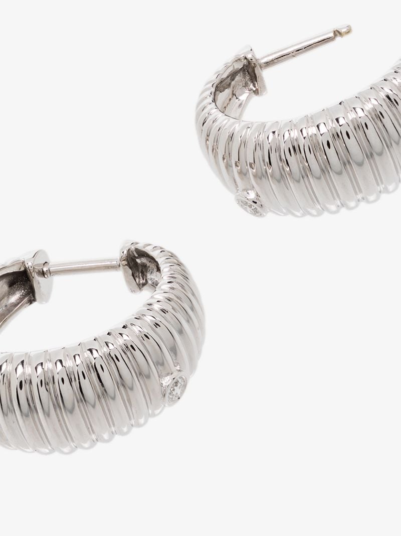 9k White Gold Berlingot Diamond Hoop Earrings
