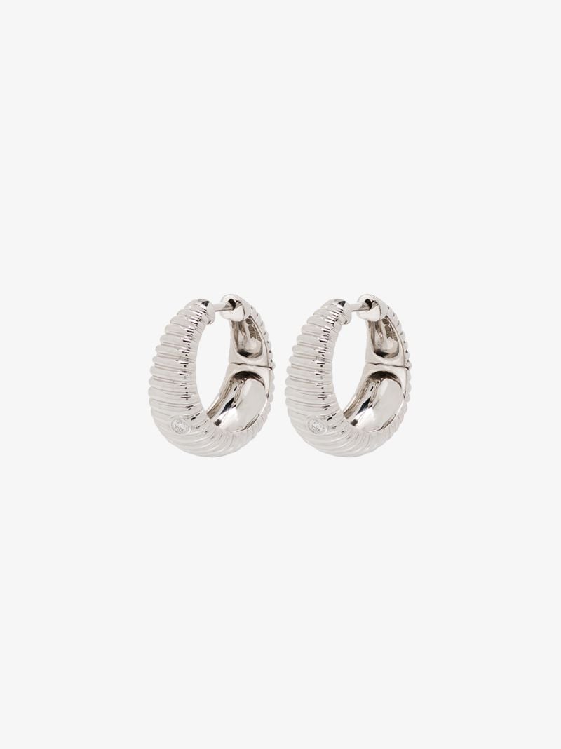 9k White Gold Berlingot Diamond Hoop Earrings