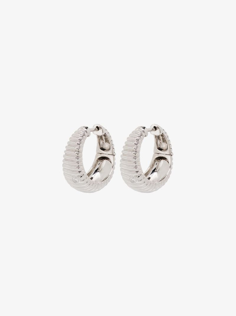 9k White Gold Berlingot Diamond Hoop Earrings