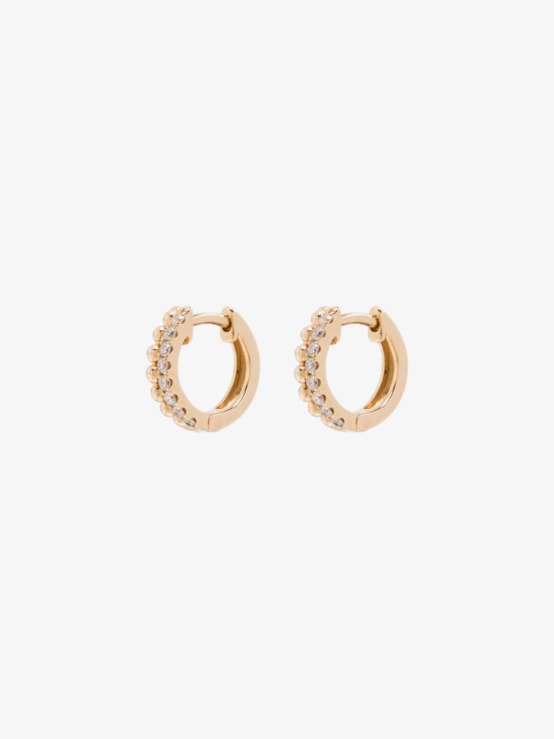 14k Gold Poppy Rae Pebble Diamond Huggie Earrings