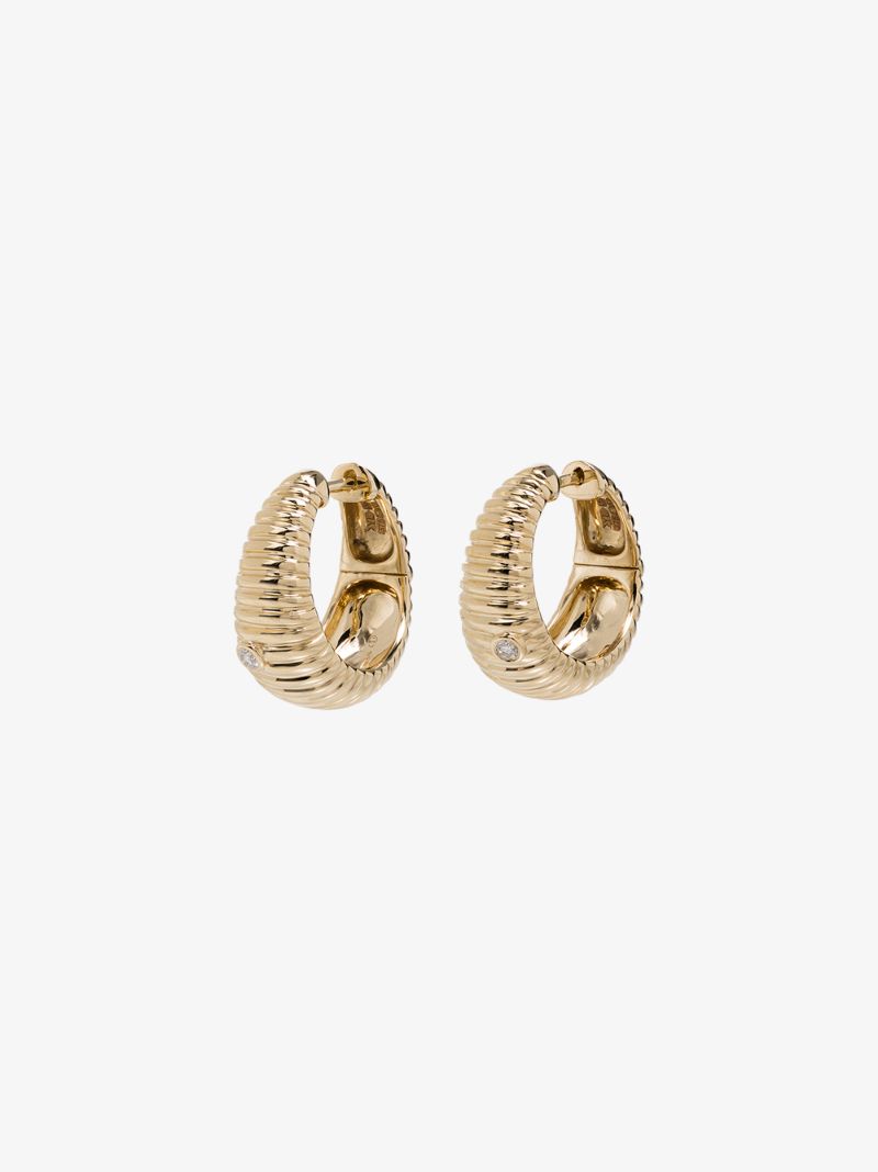 9k Yellow Gold Berlingot Diamond Hoop Earrings