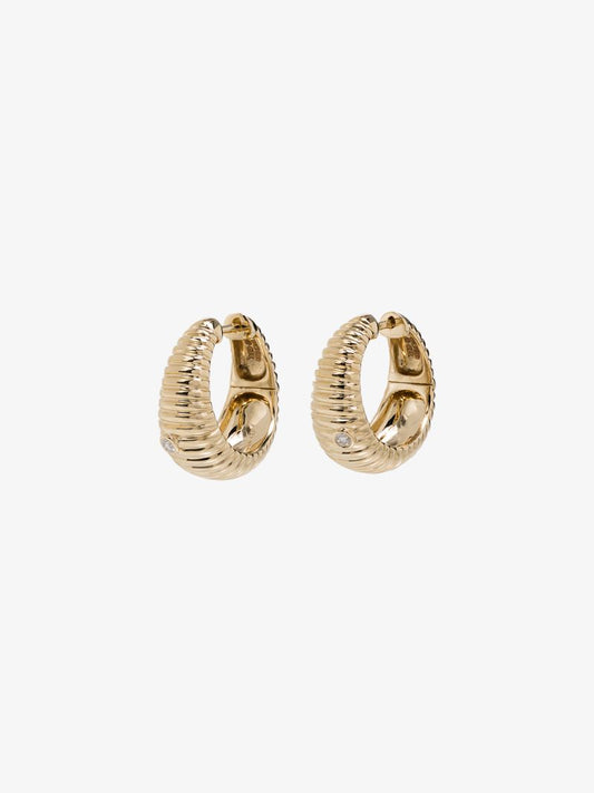 9k Yellow Gold Berlingot Diamond Hoop Earrings