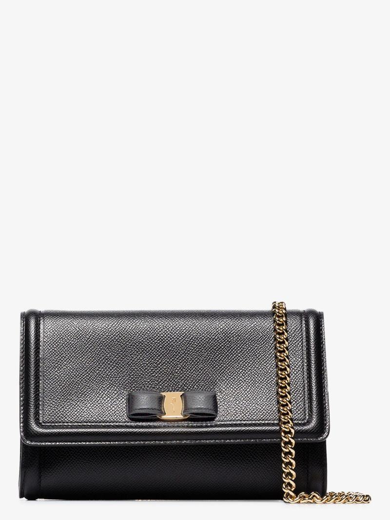 Black Vara Bow Chain Leather Mini Bag