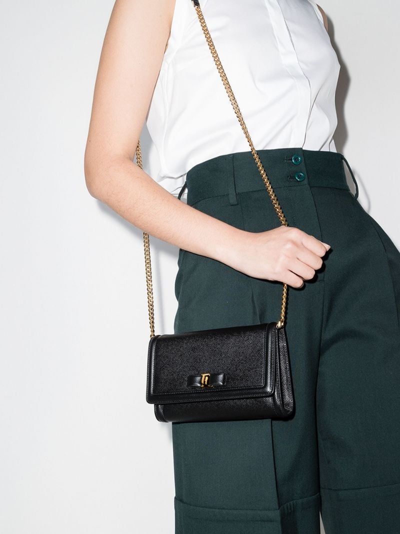 Black Vara Bow Chain Leather Mini Bag