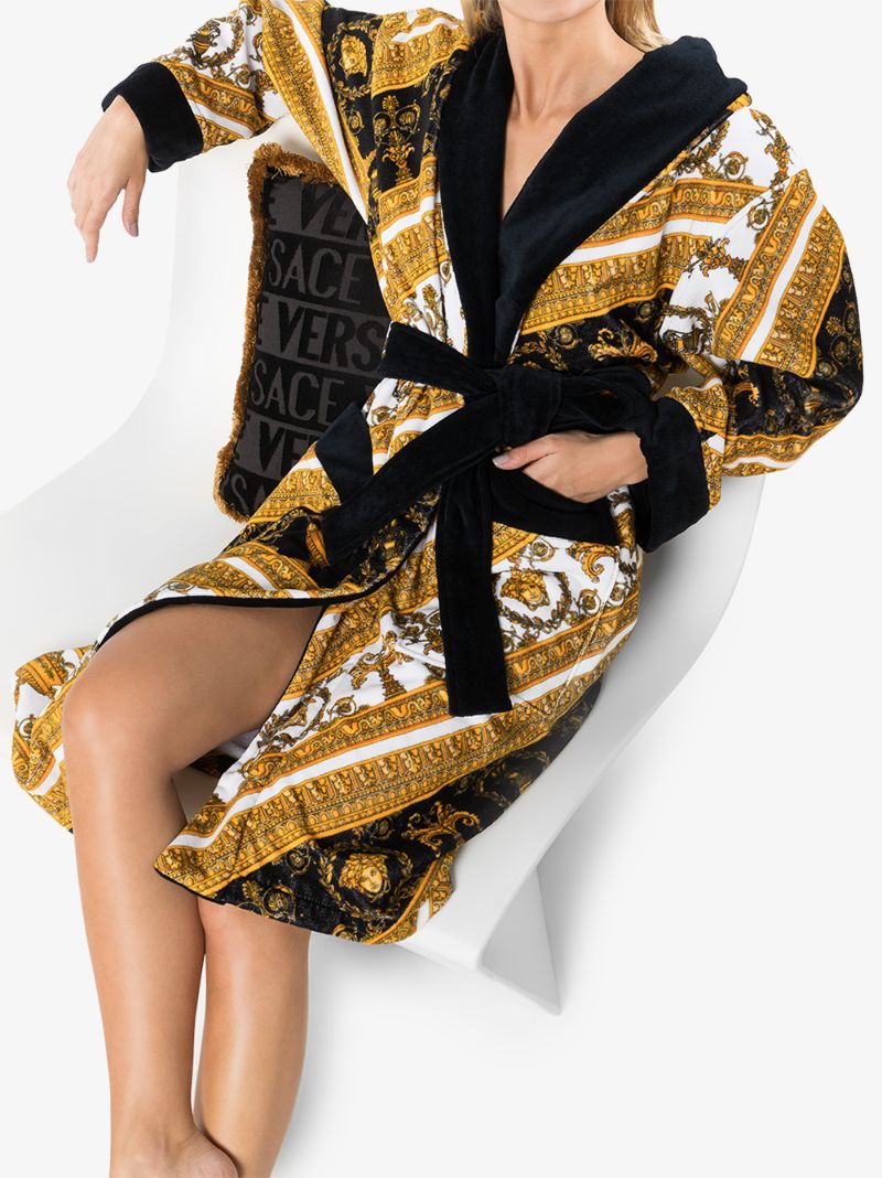 Black I Love Baroque Cotton Robe