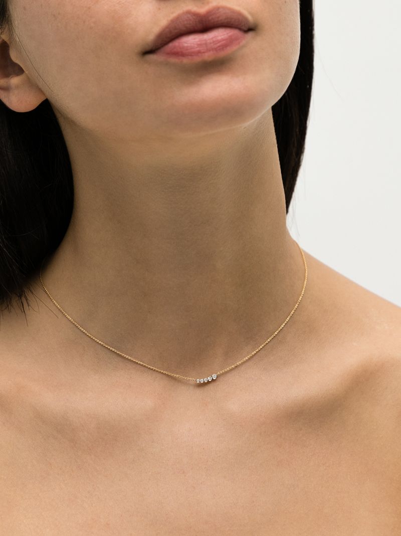 18k Yellow Gold Lune Diamond Necklace