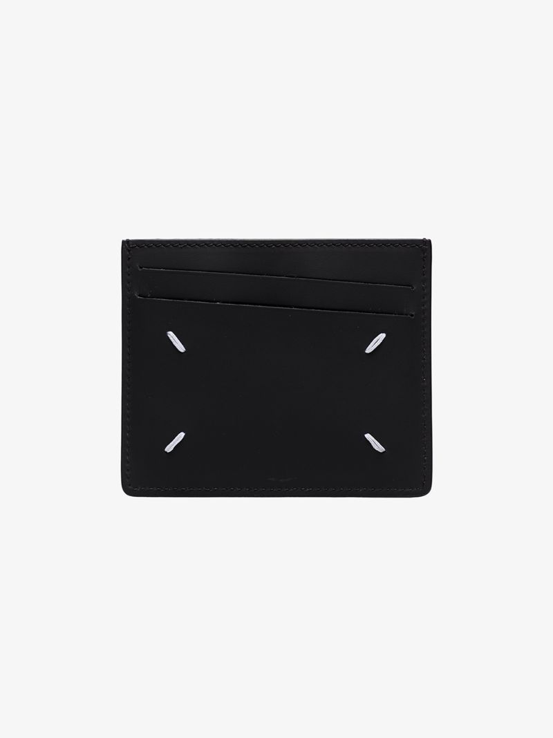 Black Four Stitch Leather Card Holder