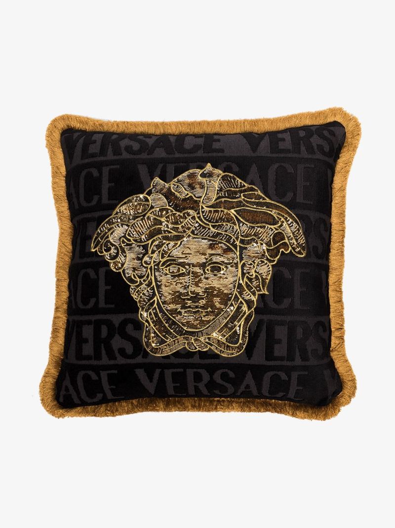Black Medusa Sequin Cushion
