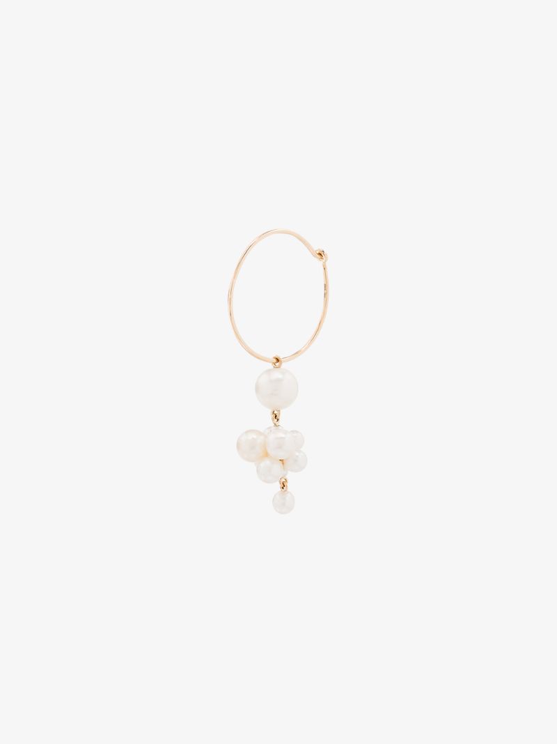 14k Yellow Gold Botticelli Pearl Hoop Earring