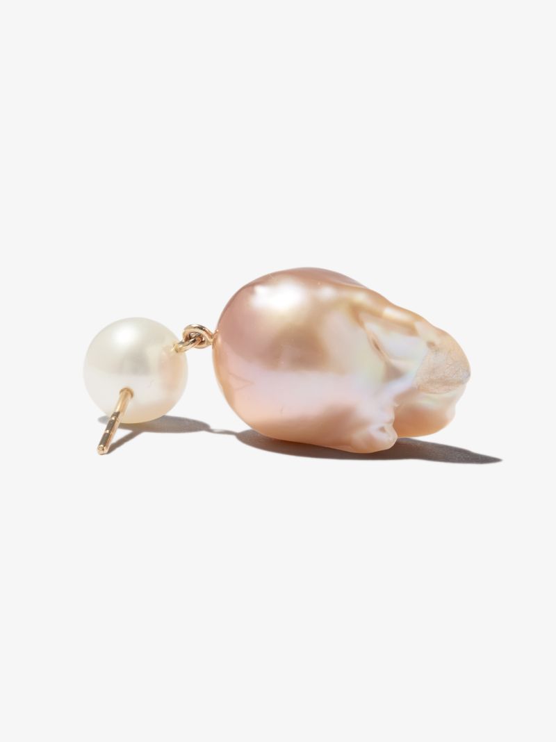 14k Yellow Gold Venus Pearl Earrings