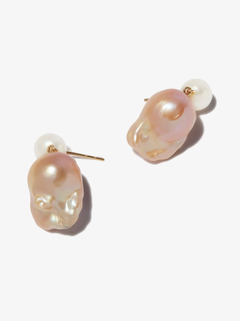 14k Yellow Gold Venus Pearl Earrings