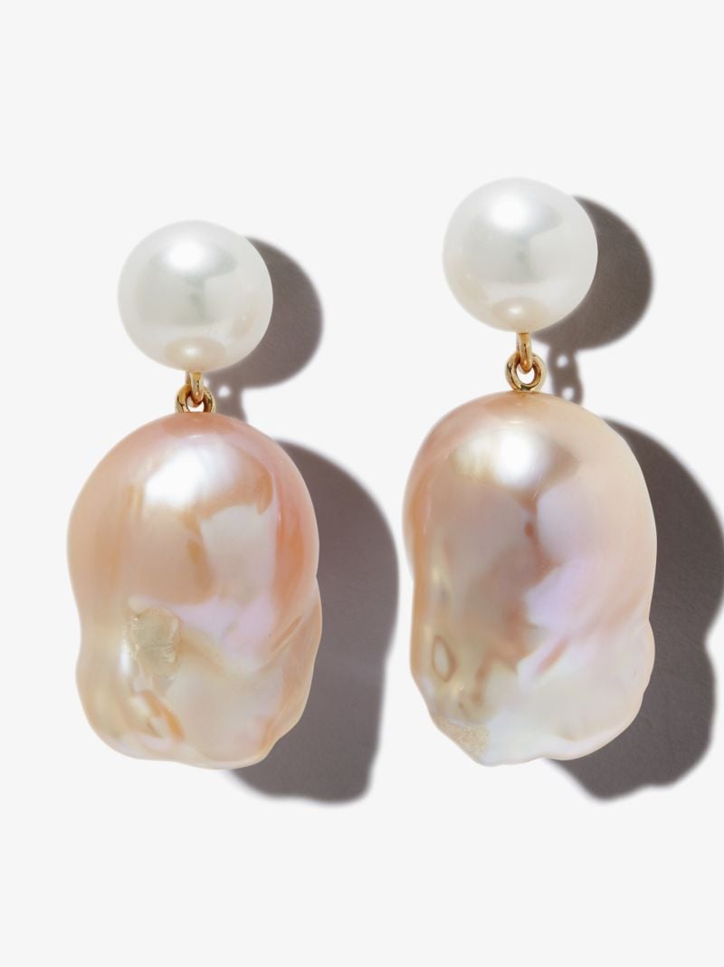 14k Yellow Gold Venus Pearl Earrings