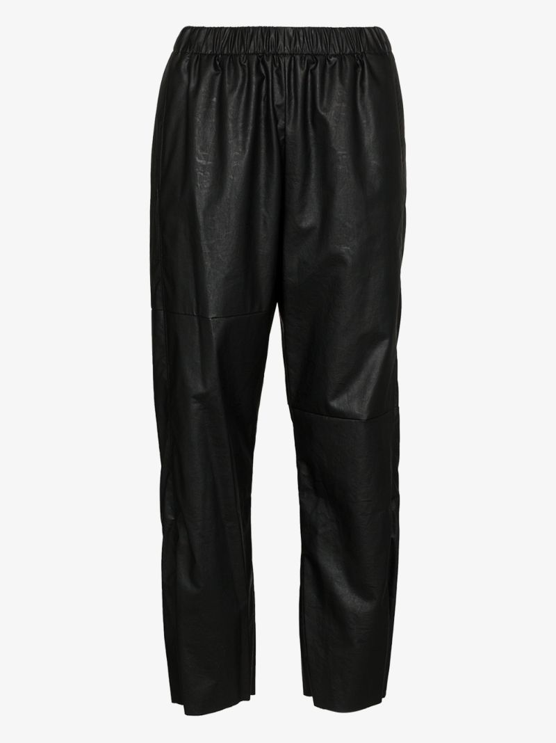 High Waist Faux Leather Track Pants