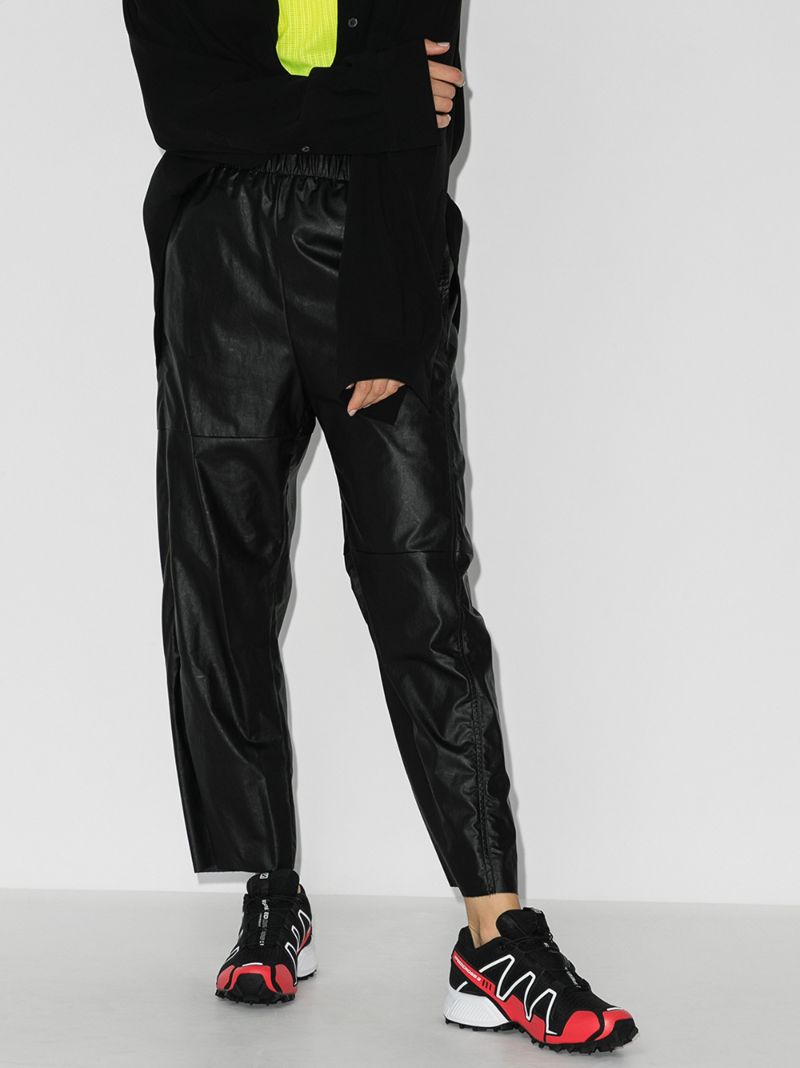 High Waist Faux Leather Track Pants