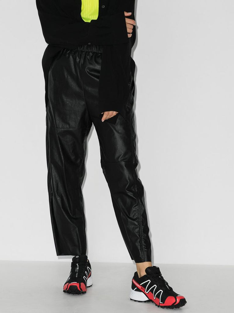 High Waist Faux Leather Track Pants