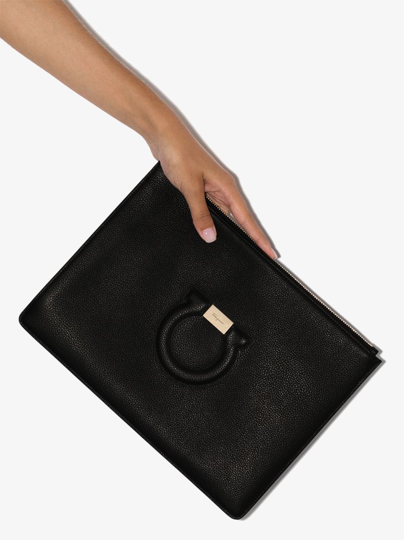 Black Gancini Leather Pouch