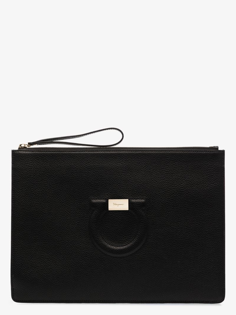 Black Gancini Leather Pouch