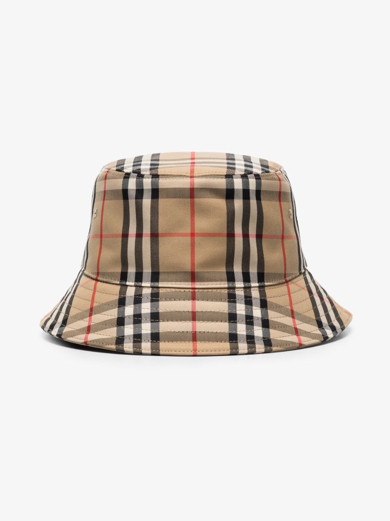 Brown Vintage Check Cotton Bucket Hat
