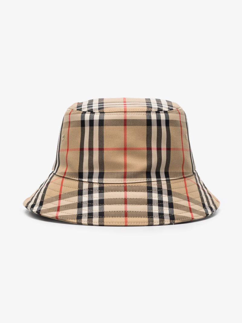 Brown Vintage Check Cotton Bucket Hat
