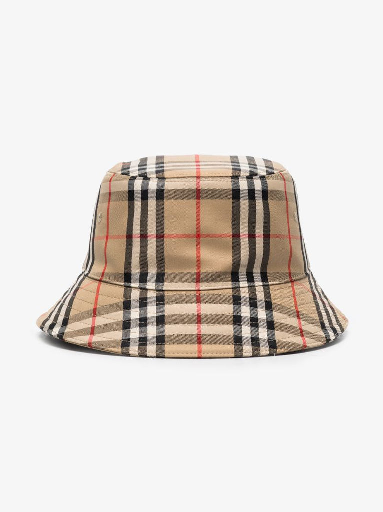 Brown Vintage Check Cotton Bucket Hat