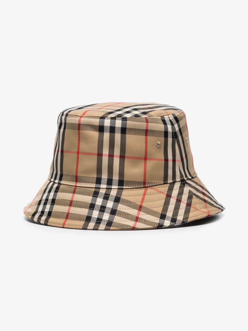 Brown Vintage Check Cotton Bucket Hat