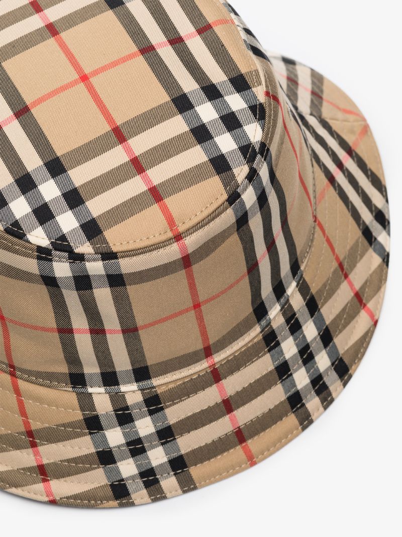 Brown Vintage Check Cotton Bucket Hat