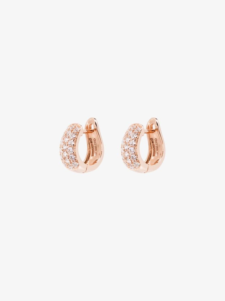 14k Rose Gold Drd Large Huggie Diamond Earrings
