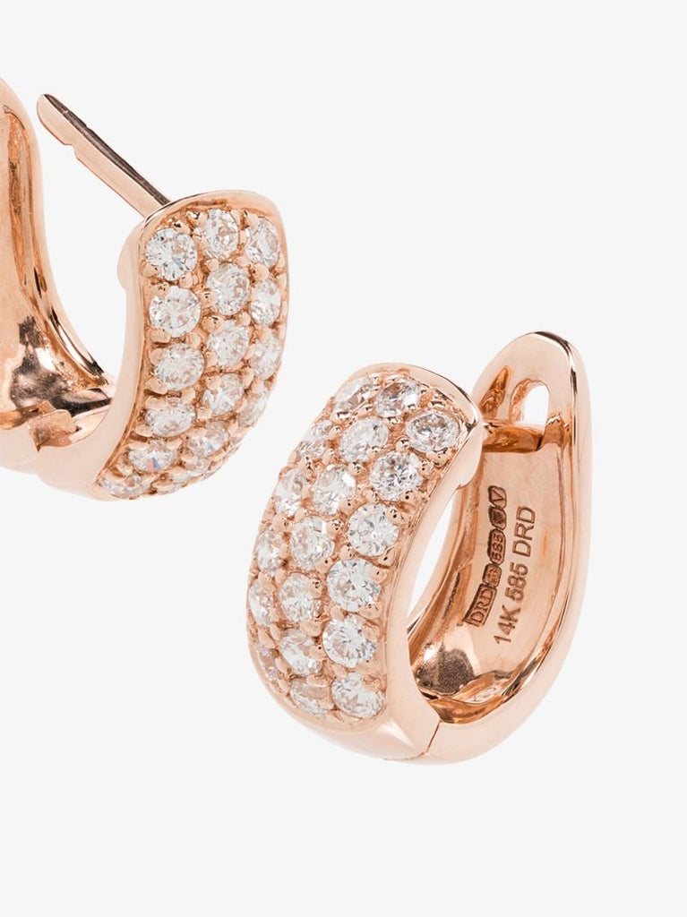 14k Rose Gold Drd Large Huggie Diamond Earrings