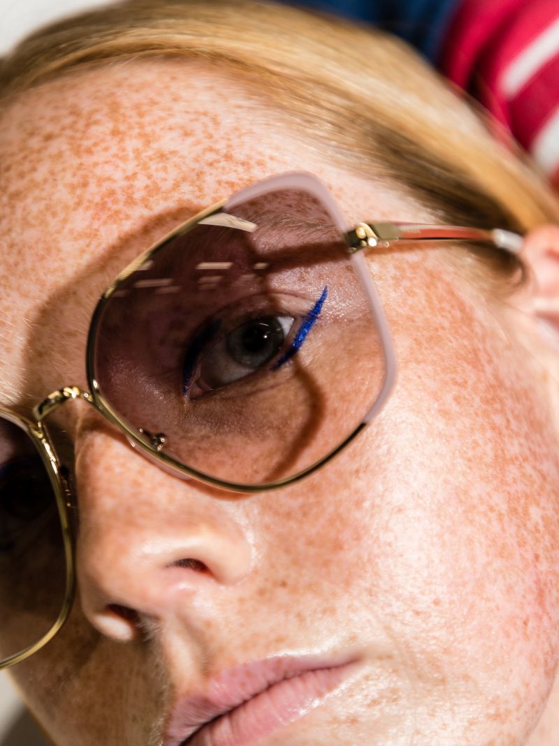 Gold Tone Square Cat Eye Sunglasses