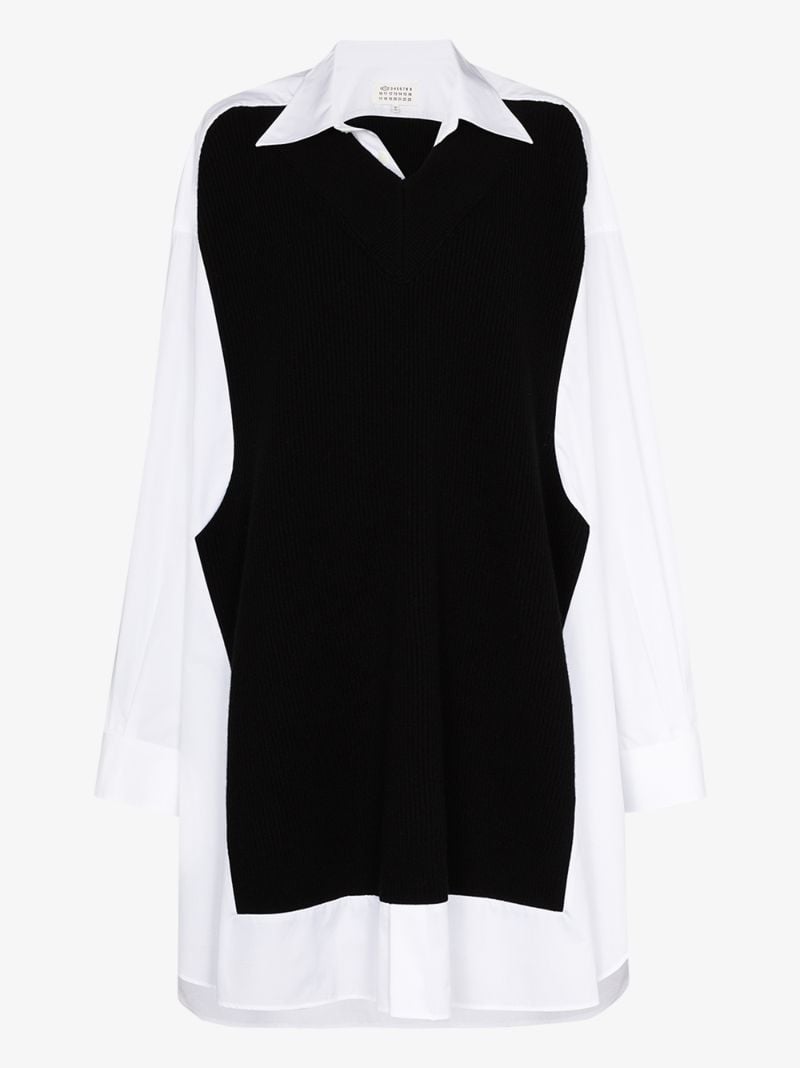 Spliced Knit Shirt Dress
