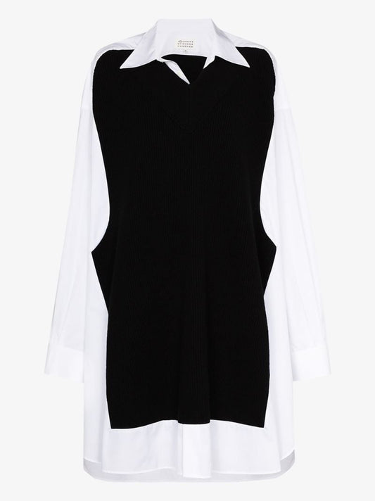 Spliced Knit Shirt Dress
