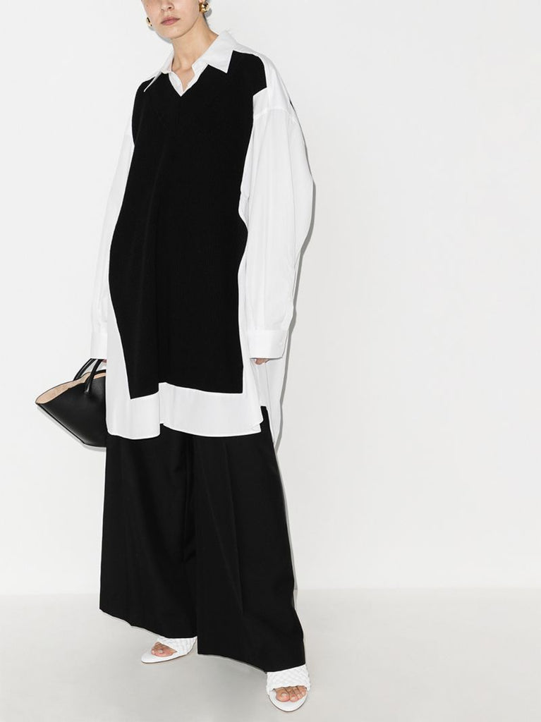 Spliced Knit Shirt Dress