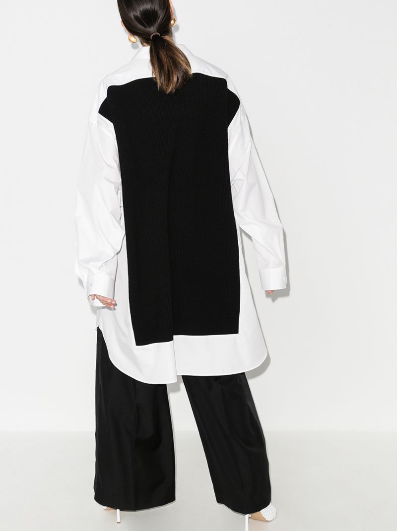Spliced Knit Shirt Dress