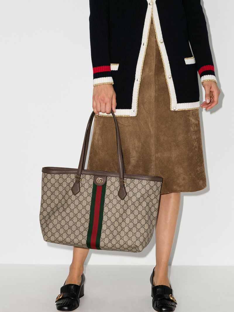 Neutral Ophidia Medium Gg Supreme Tote Bag