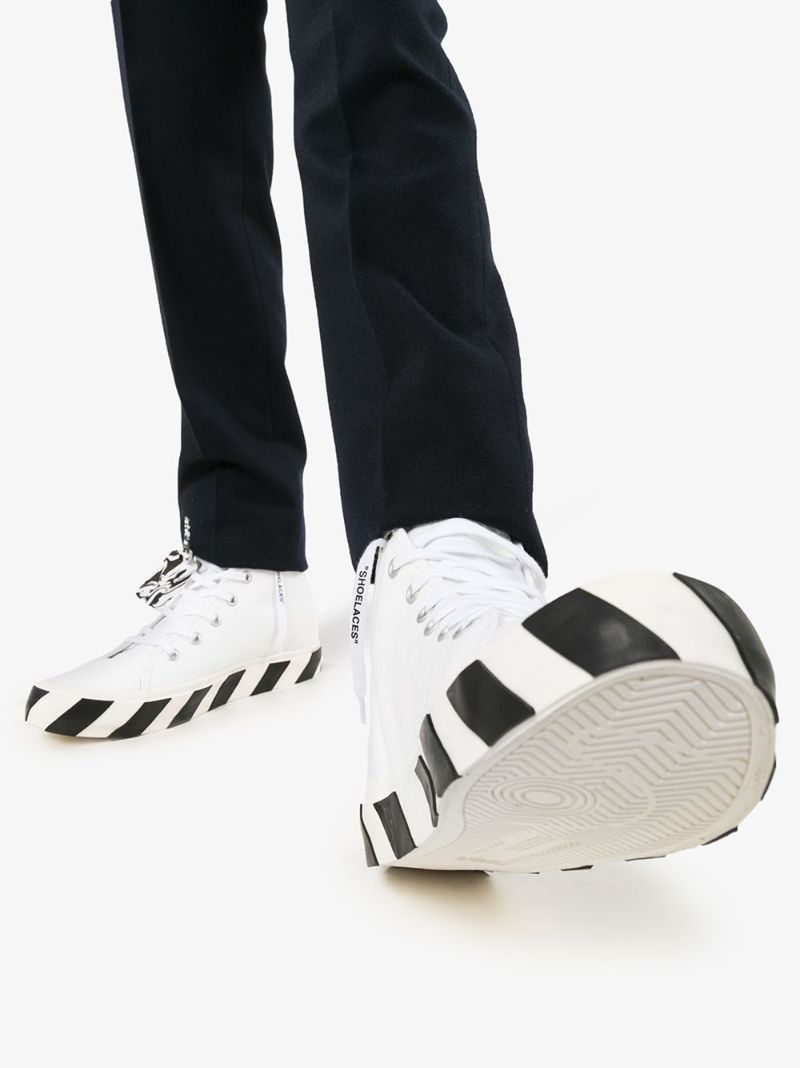 White Vulcanized High Top Sneakers