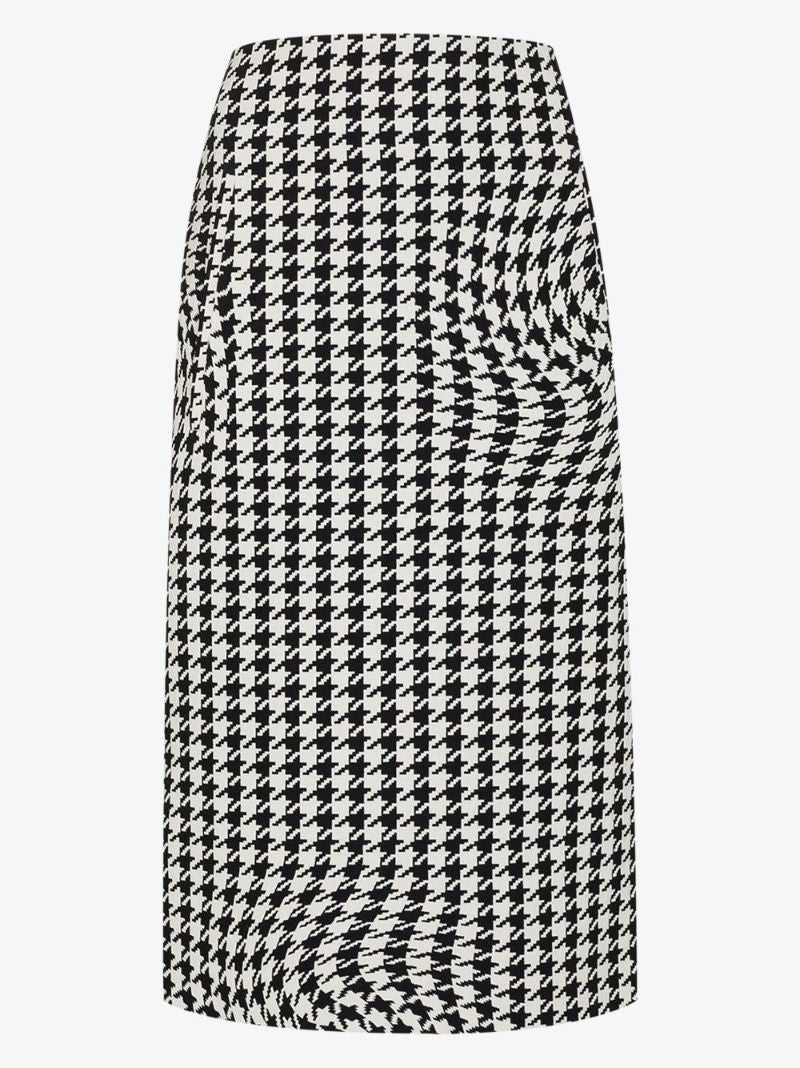 Houndstooth-print Pencil Skirt