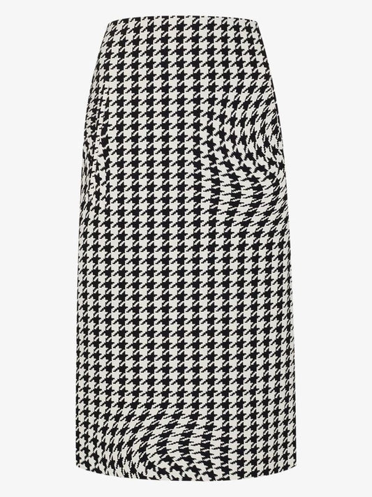 Houndstooth-print Pencil Skirt