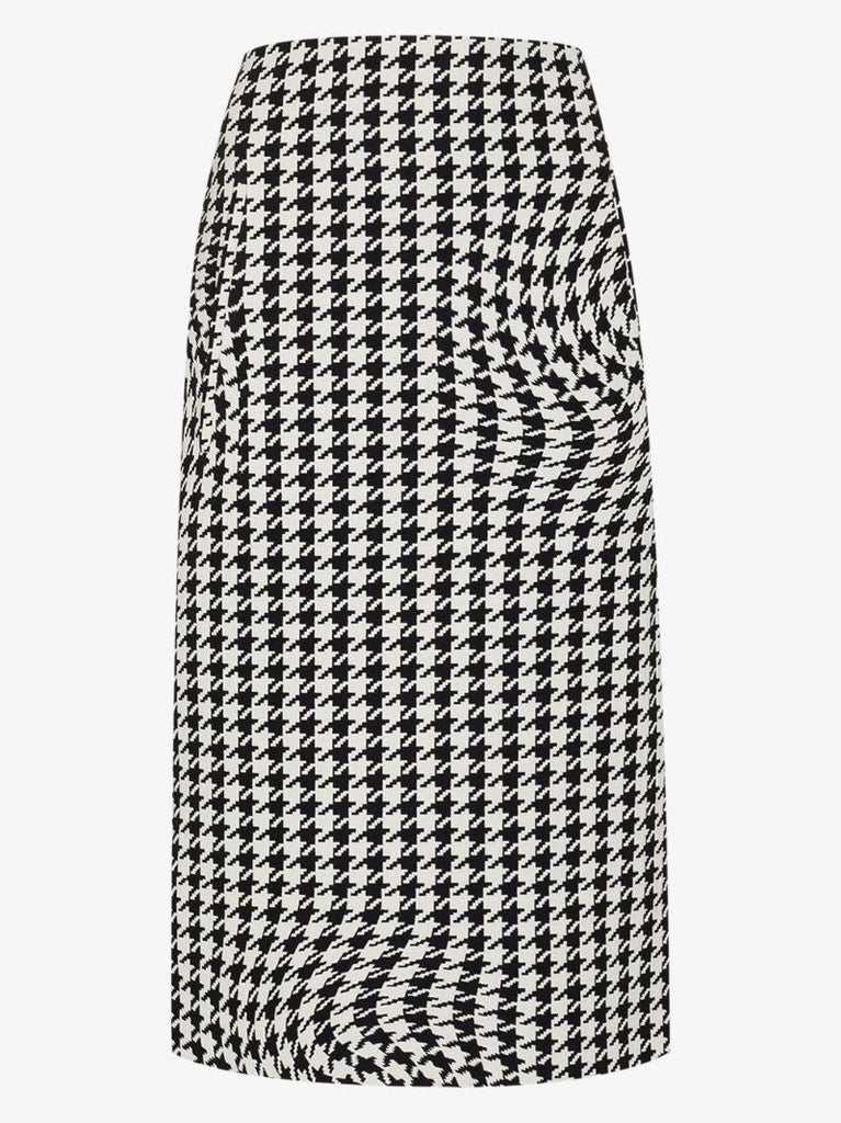 Houndstooth-print Pencil Skirt