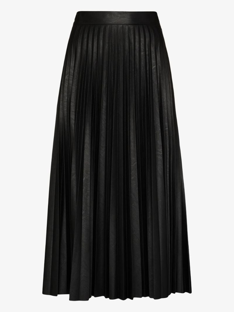 Pleated Faux Leather Skirt