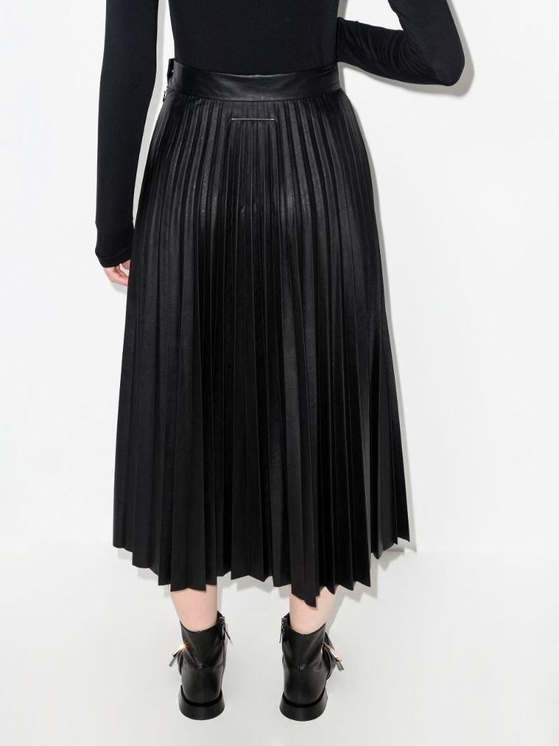 Pleated Faux Leather Skirt