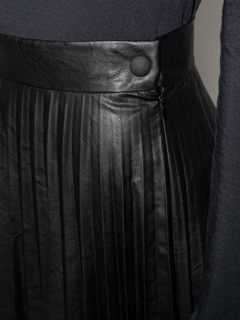 Pleated Faux Leather Skirt