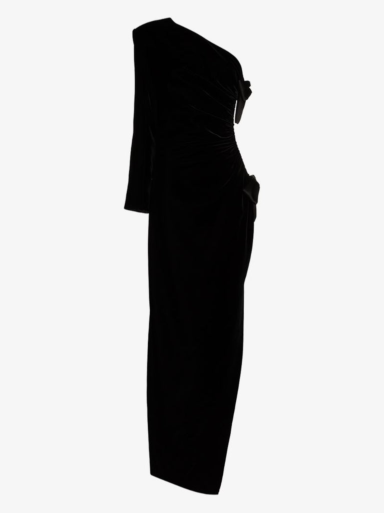 Velvet One Shoulder Bow Gown