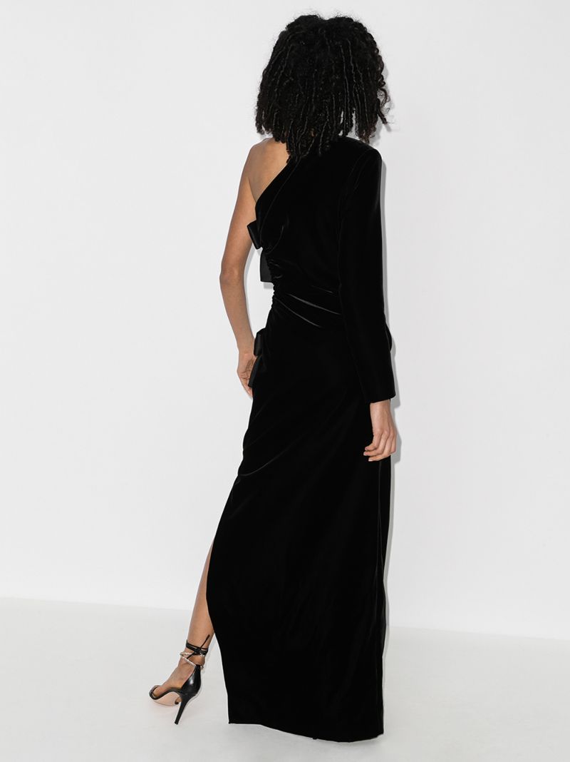 Velvet One Shoulder Bow Gown