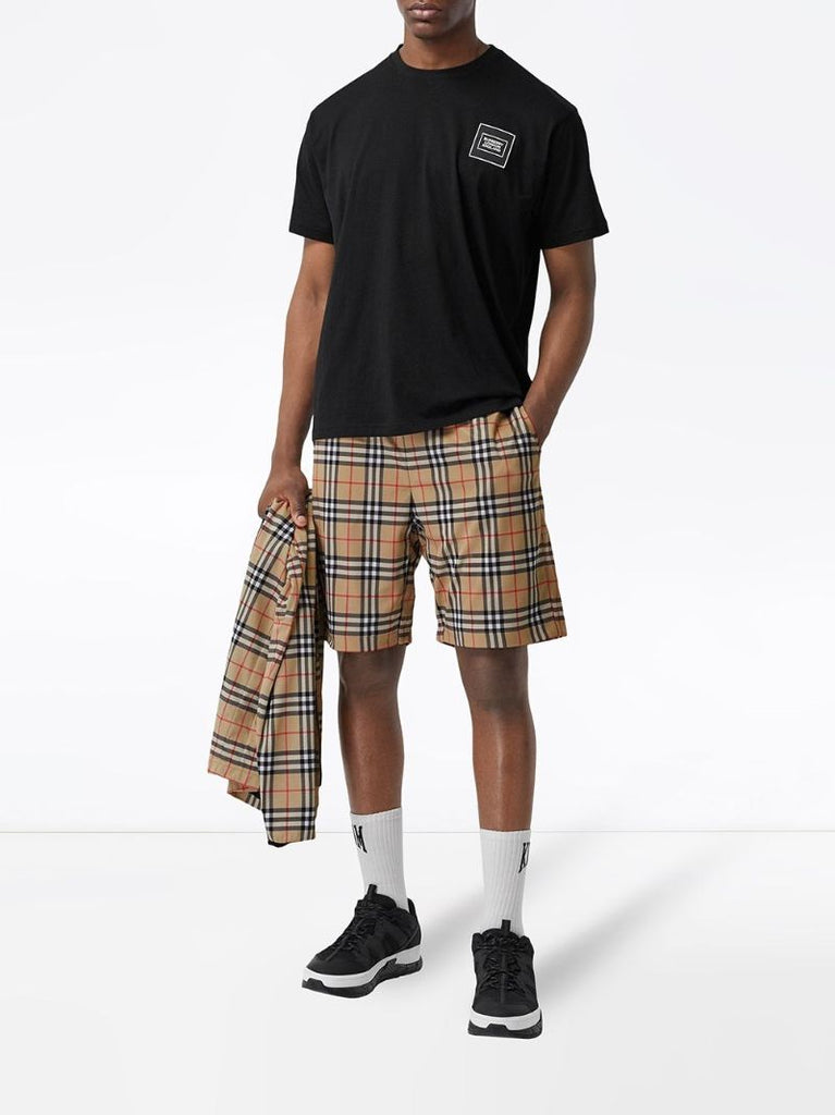 Brown Vintage Check Cotton Shorts