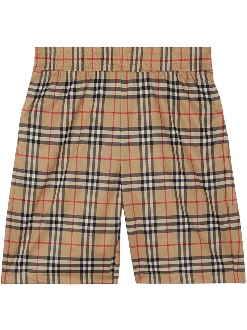 Brown Vintage Check Cotton Shorts