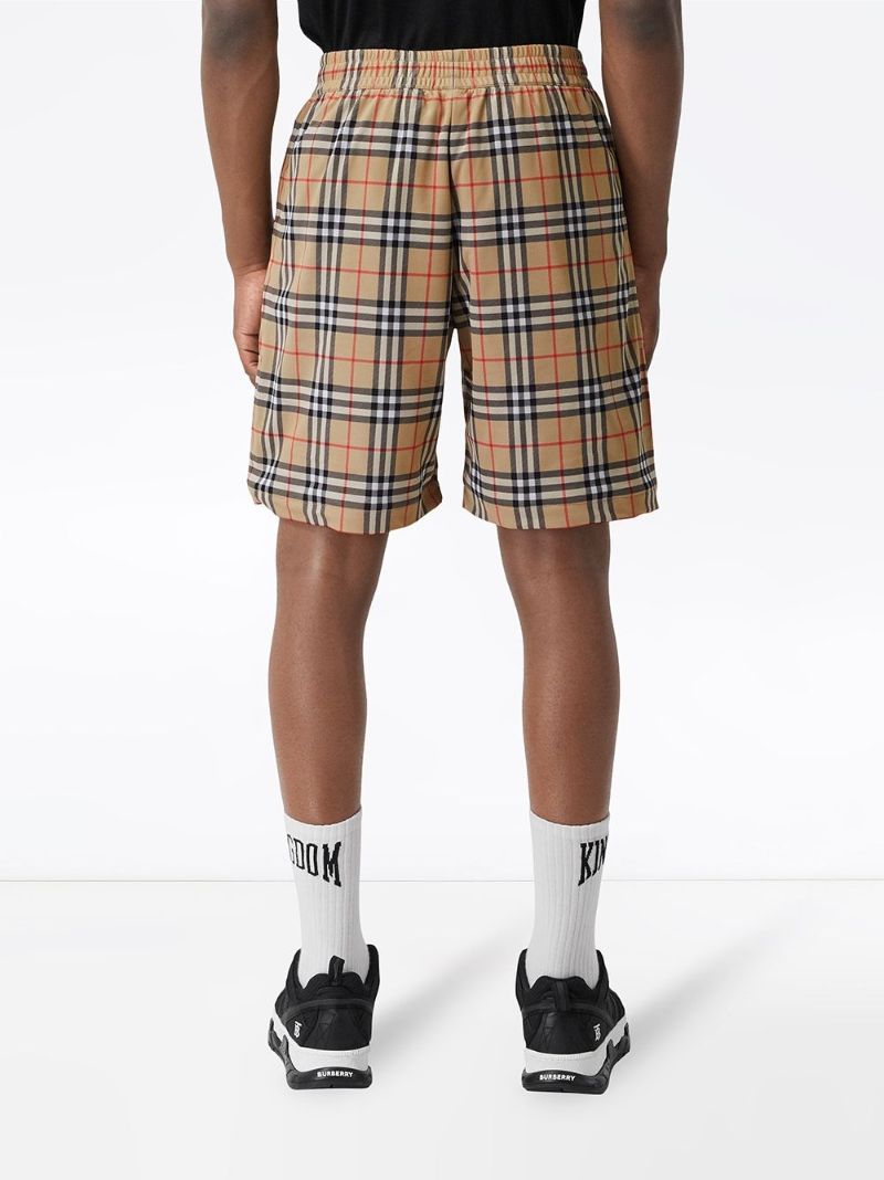 Brown Vintage Check Cotton Shorts