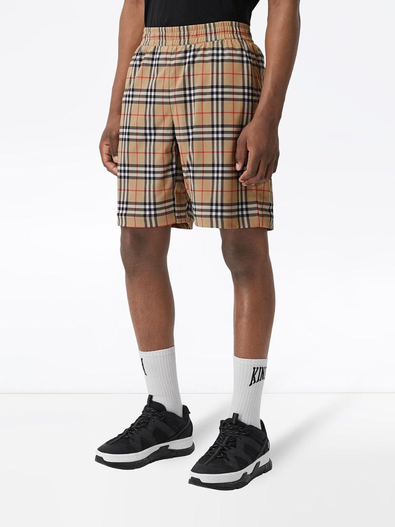 Brown Vintage Check Cotton Shorts