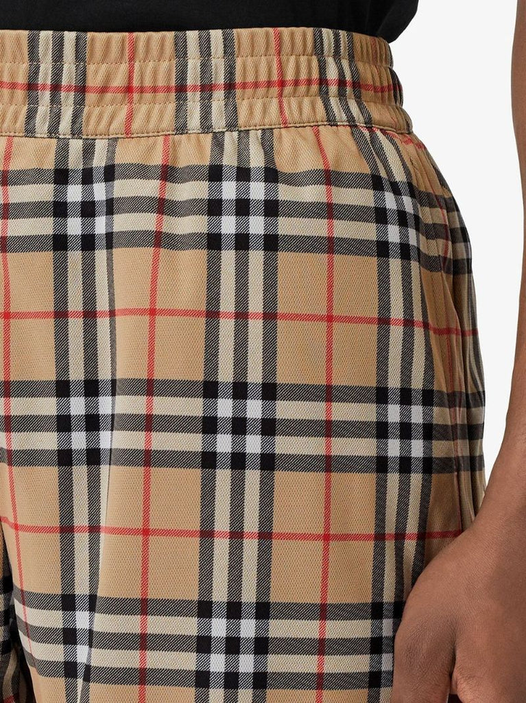 Brown Vintage Check Cotton Shorts