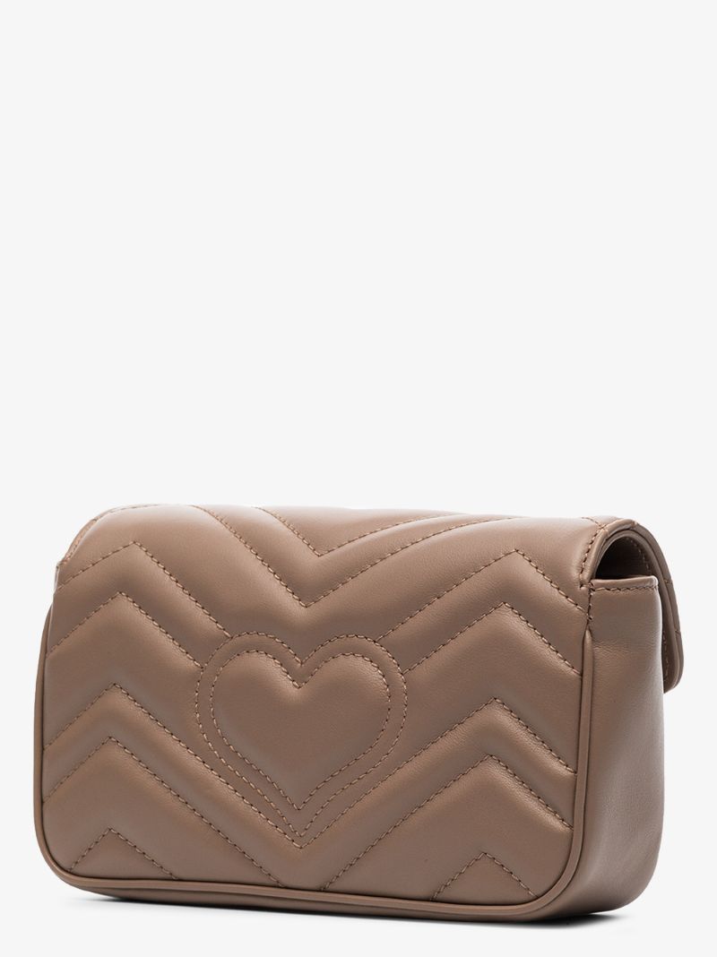 Neutral Gg Marmont Super Mini Leather Shoulder Bag