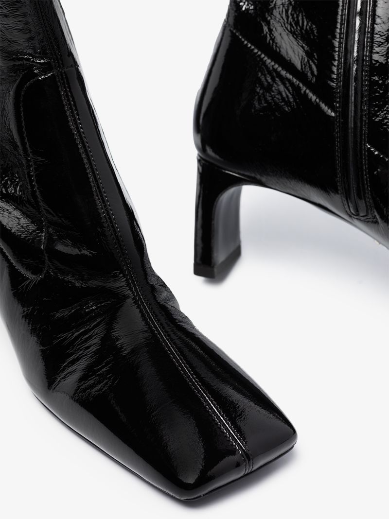 Black 55 Square Toe Thigh-high Boots